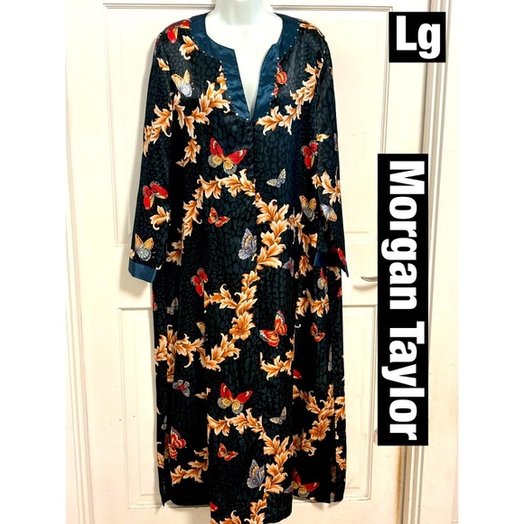 LAbsolutely Gorgeous Morgan Taylor Intimates Black V Neck Maxi Nightgown … - Picture 1 of 9